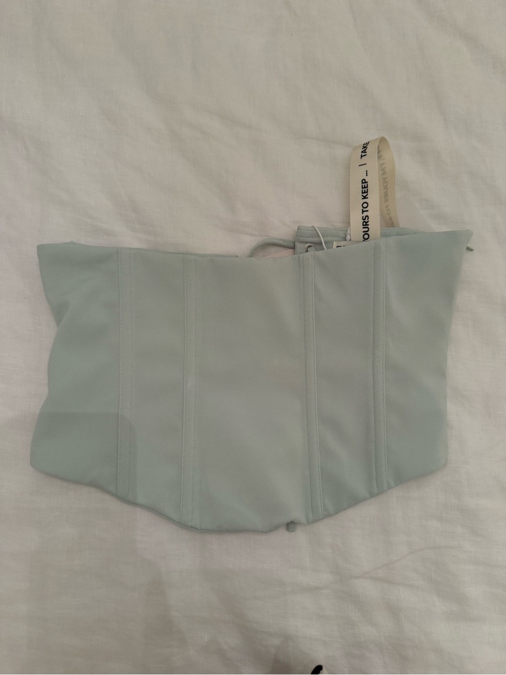 MARS THE LABEL Light Blue Strapless Corset Top